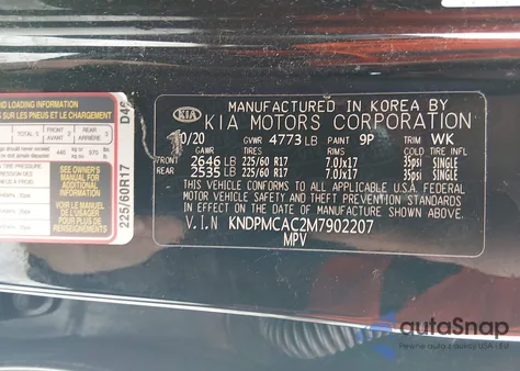 2021 Kia Sportage Lx z USA, uszkodzony, nr VIN KNDPMCAC2M7902207